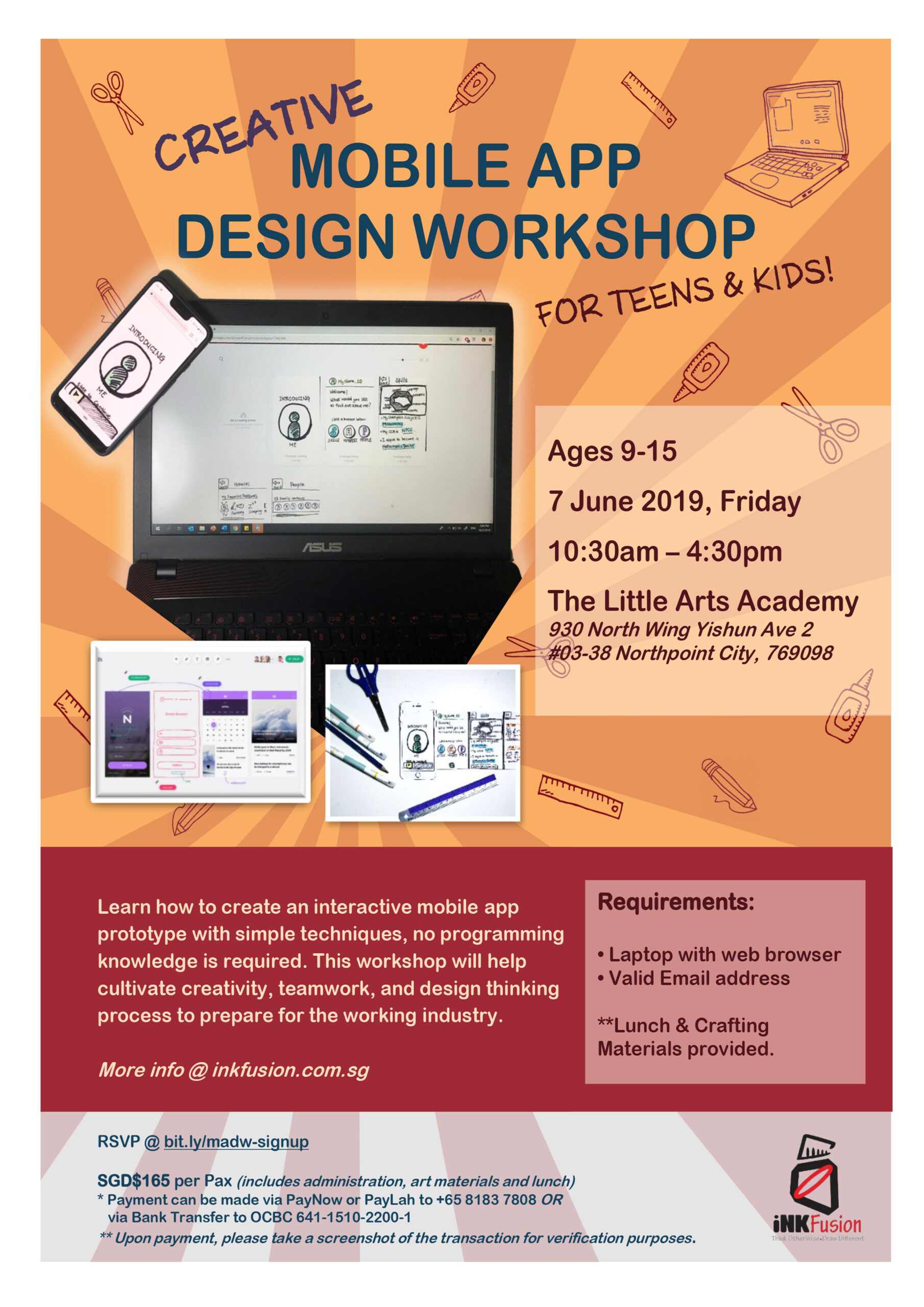 Mobile Apps Design Teens and Children workshop in June 2019 Holiday Camp